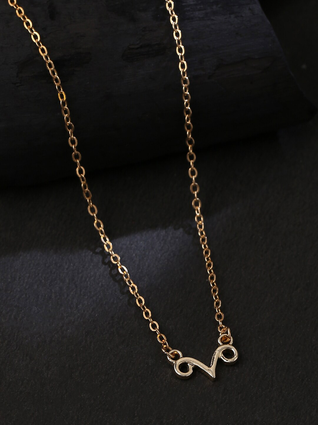 kashwini Rose Gold-Plated Brass Aries Zodiac Sign Necklace