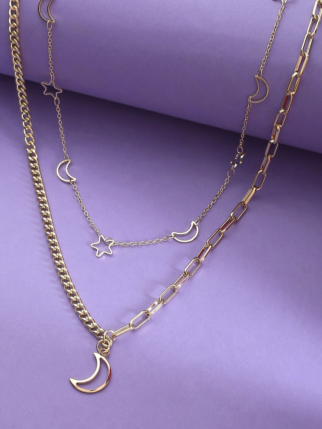 kashwini Gold-Toned Brass Gold-Plated Layered Chain Necklace