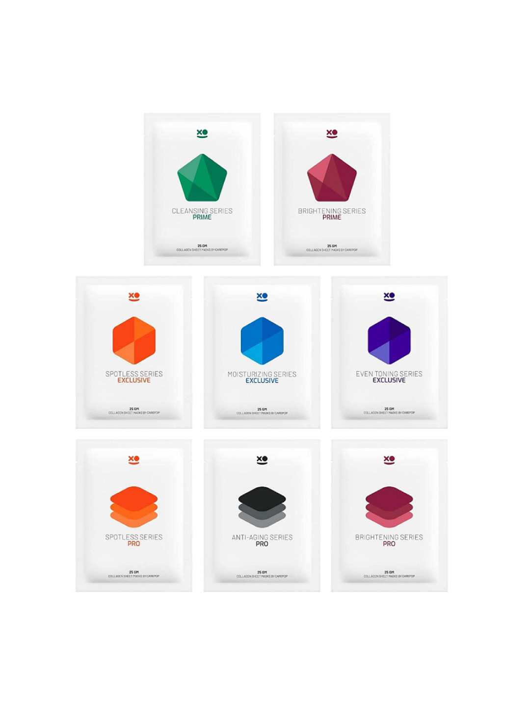 Carepop Pack of 8 Collagen Sheet Masks for Cleansing & Brightening