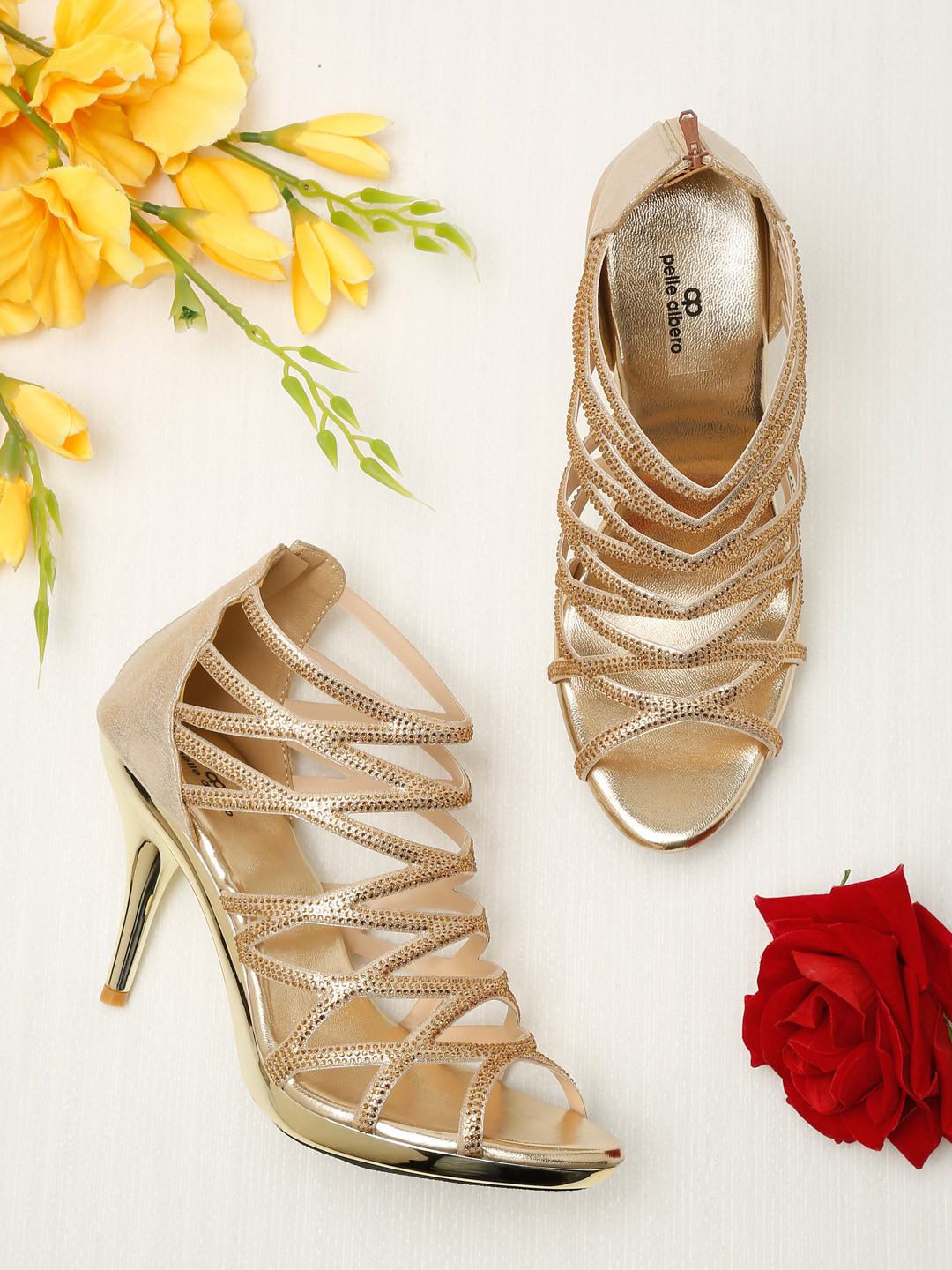 pelle albero Gold-Toned Party High-Top Gladiators