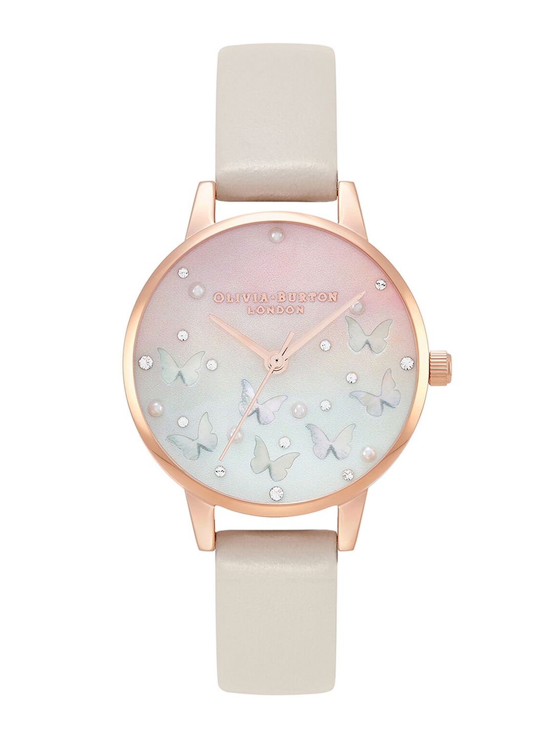 Buy Olivia Burton Women White Pink Sparkle Butterfly Analogue