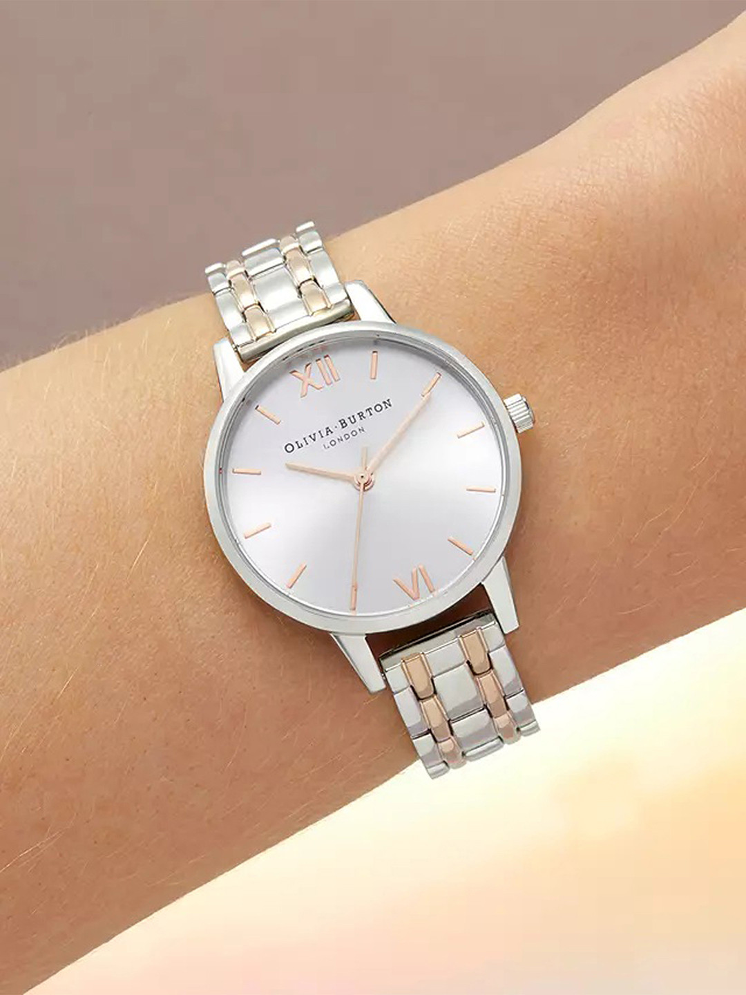 Olivia Burton Women Silver-Toned Stainless Steel Bracelet Watch OB16EN01