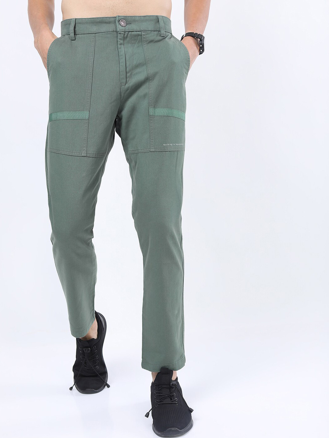 HIGHLANDER Men Green Cargos Trousers