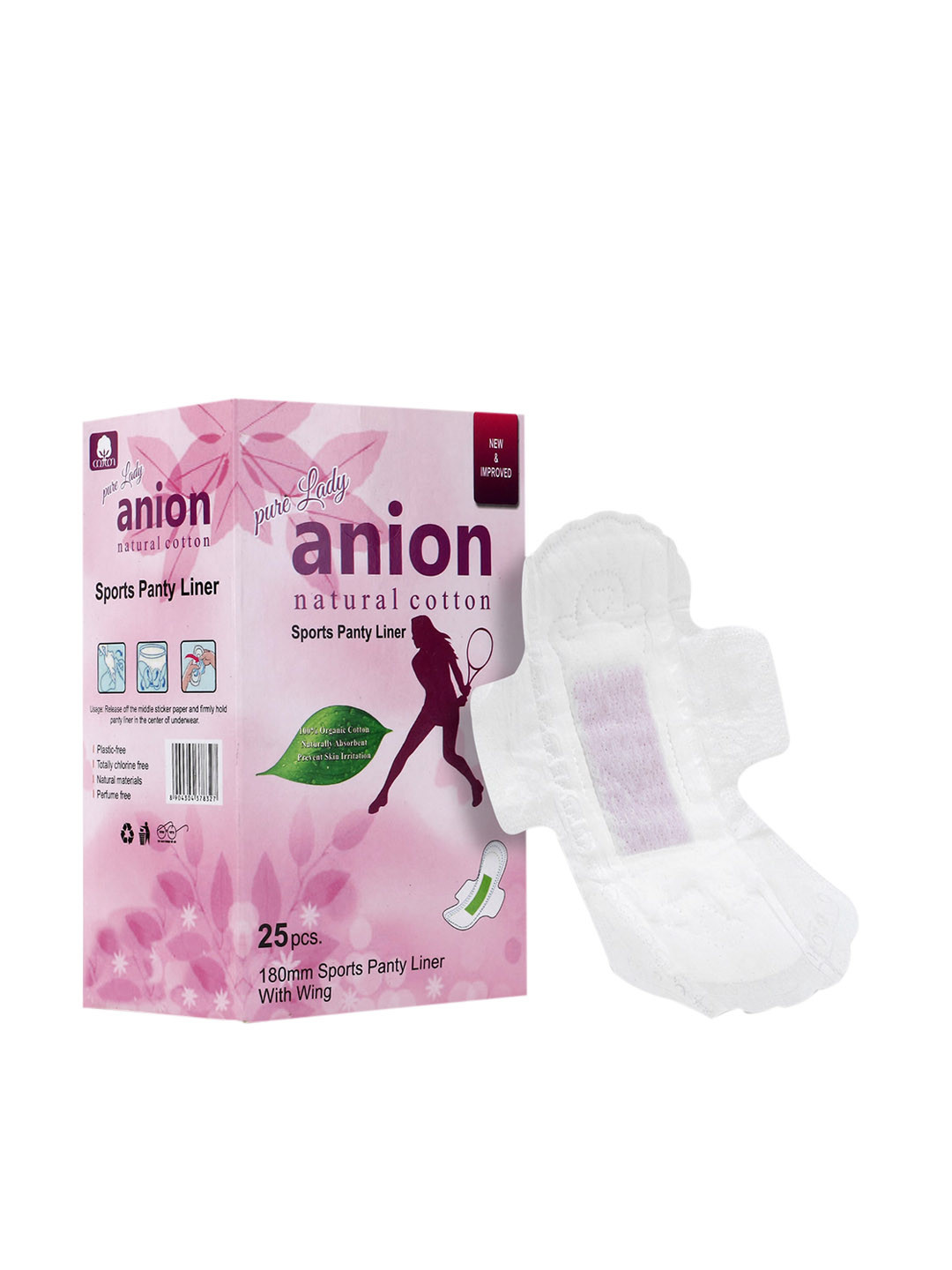 Set Of 25 White Ultra Thin Organic Cotton Sports Panty liners