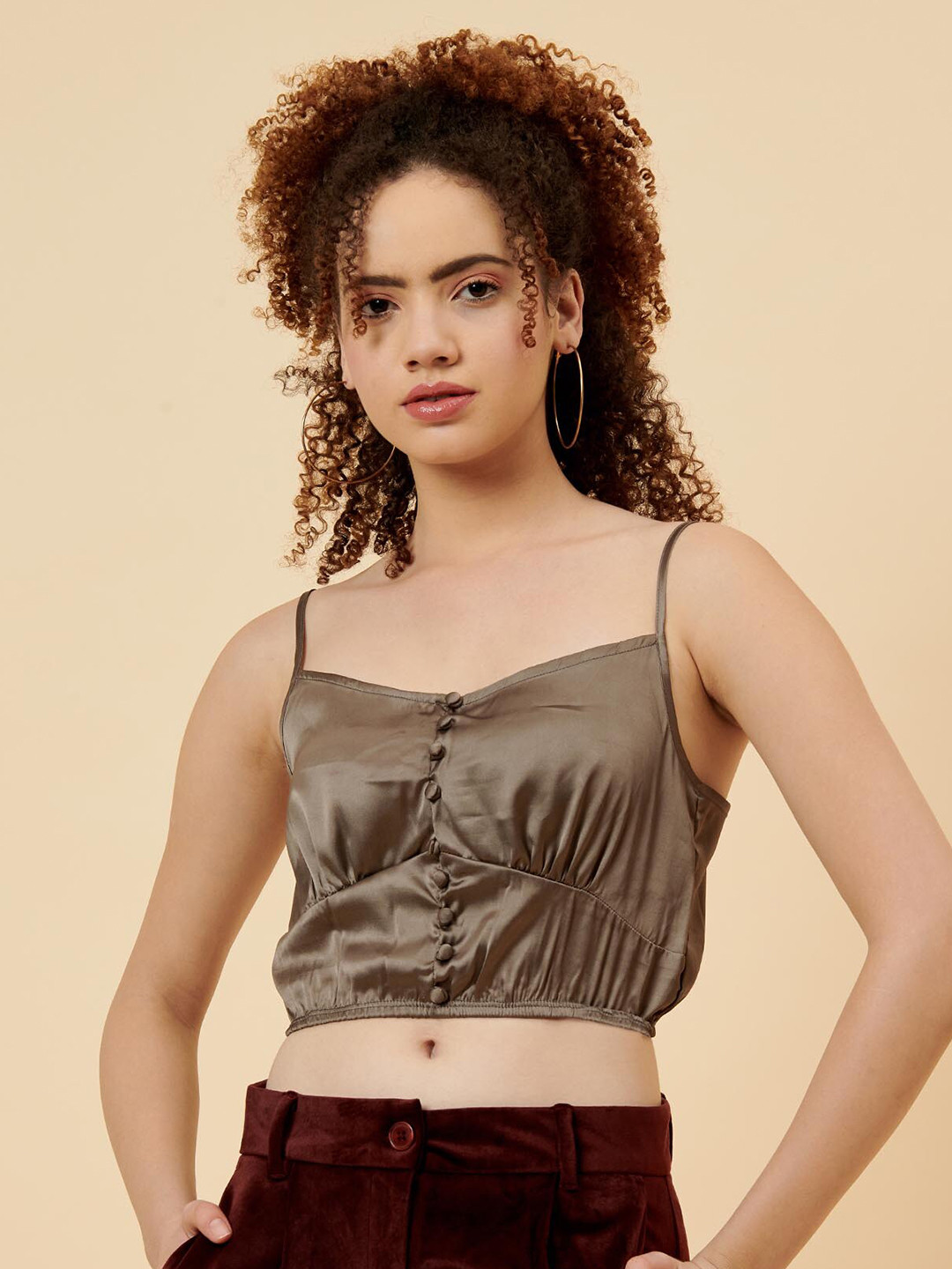 enzeo Grey Bralette Crop Top