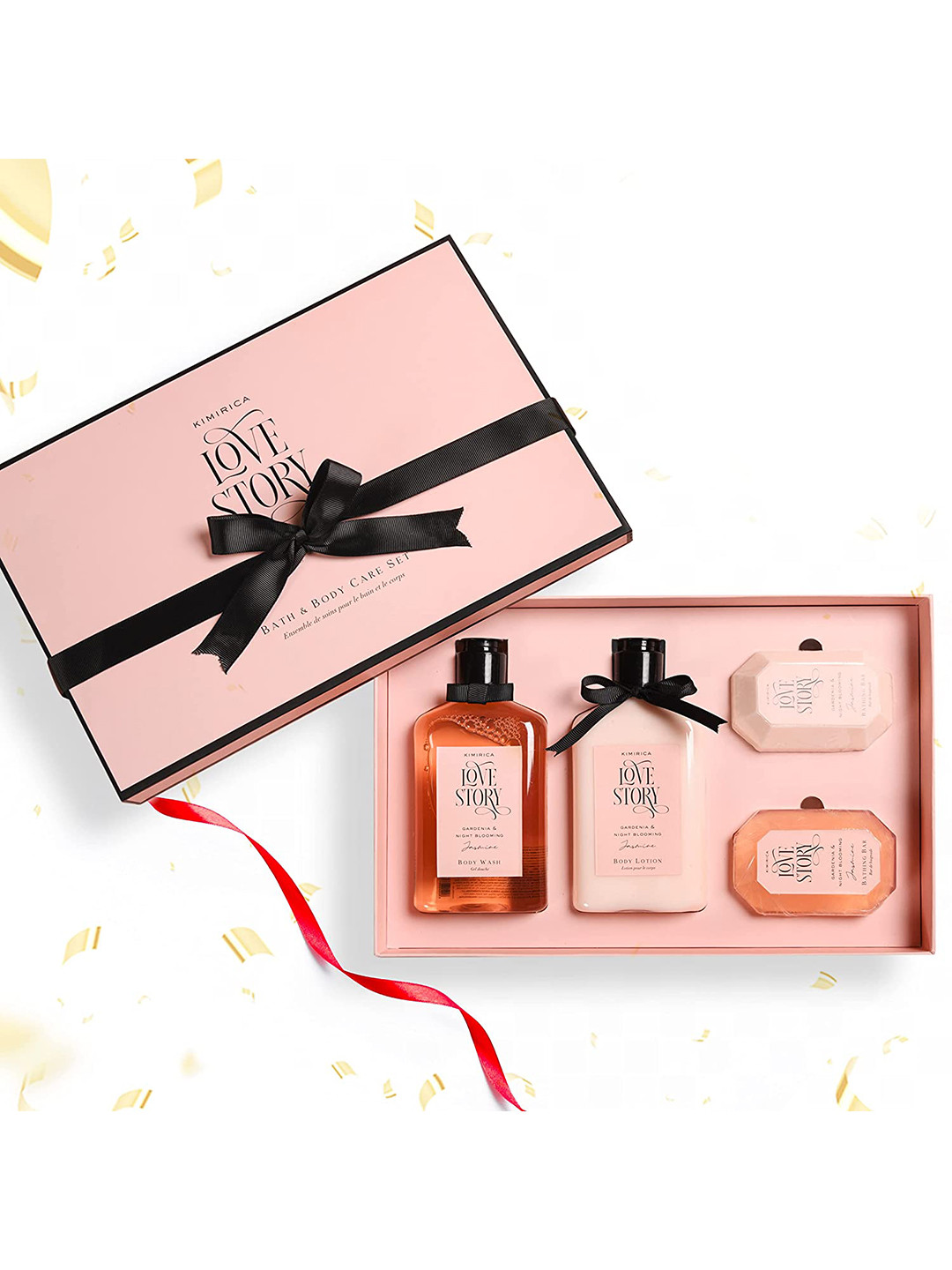 Kimirica Love Story Luxury Bath & Body Gift Box-Body Wash,Winter Body Lotion,Bathing Bars