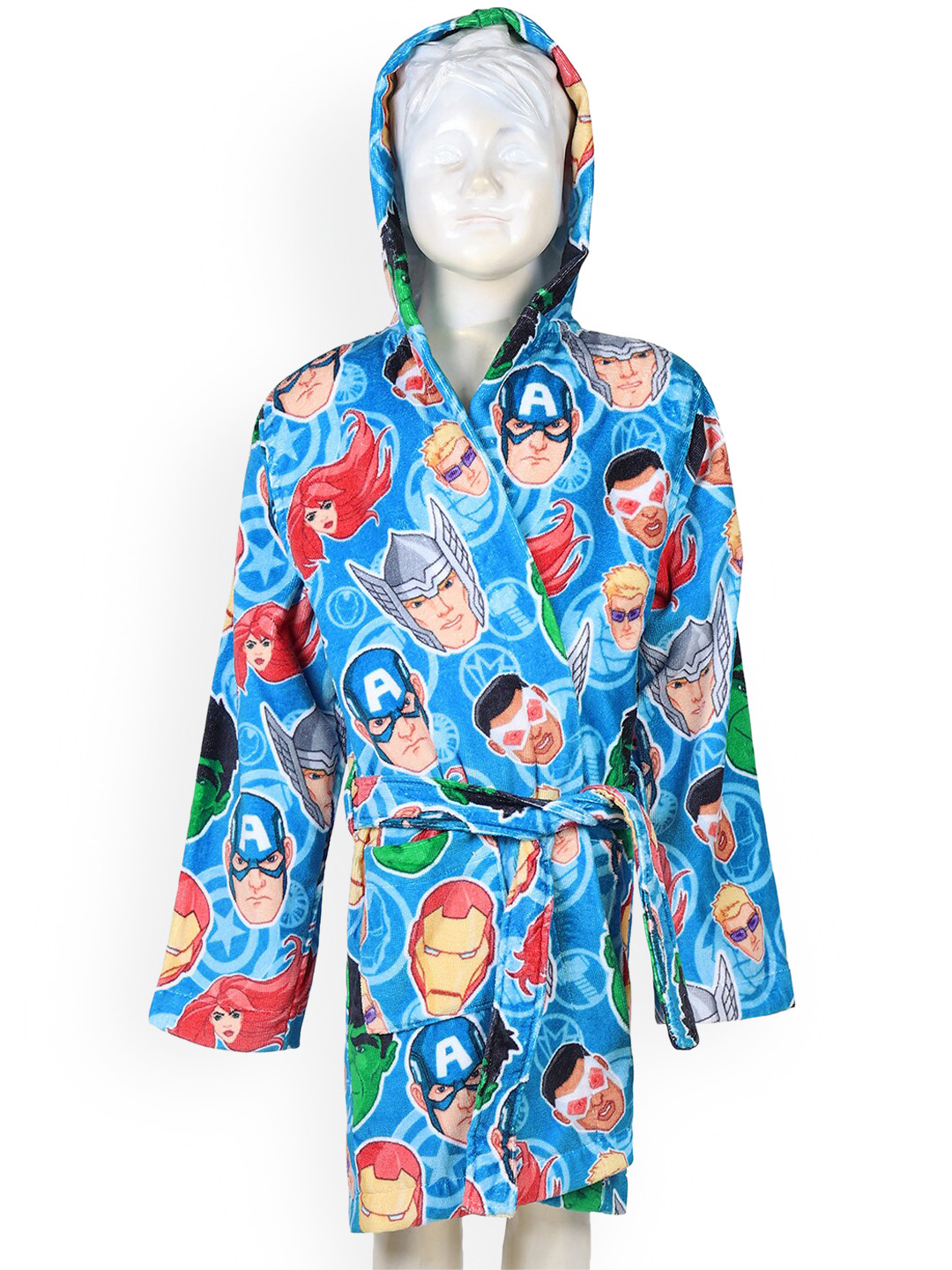 SPACES Blue Graphic Printed Pure Cotton Bath Robe