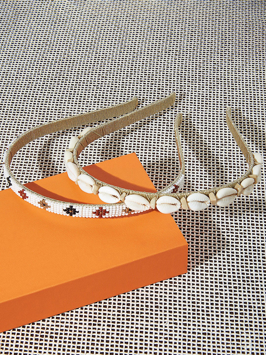 Zaveri Pearls Women Cream-Coloured Set of 2 Embellished Hairband