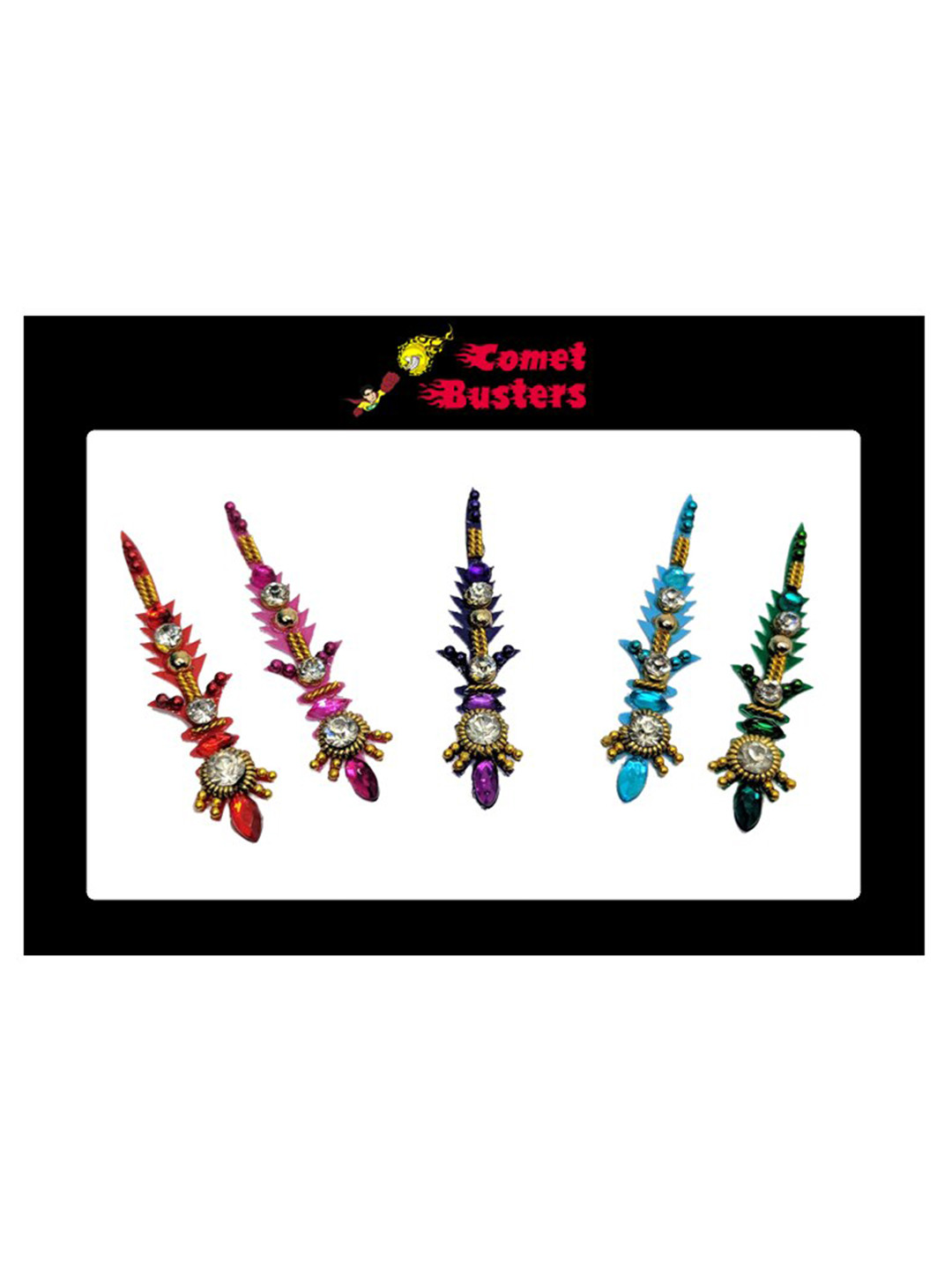 Comet Busters Set of 5 Embellished Designer Sticker Bindi