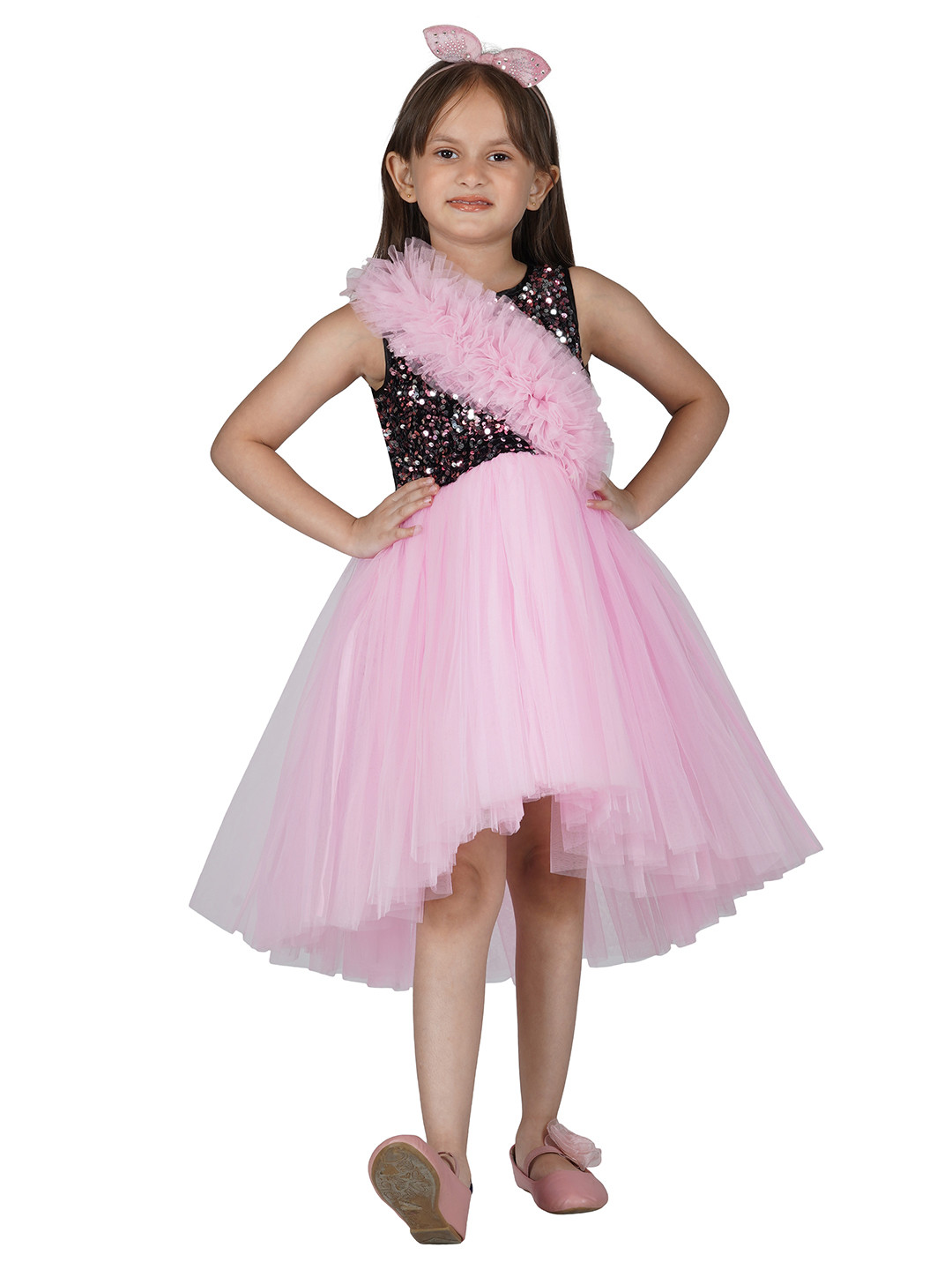 Toy Balloon kids Pink Embellished  Net Dress