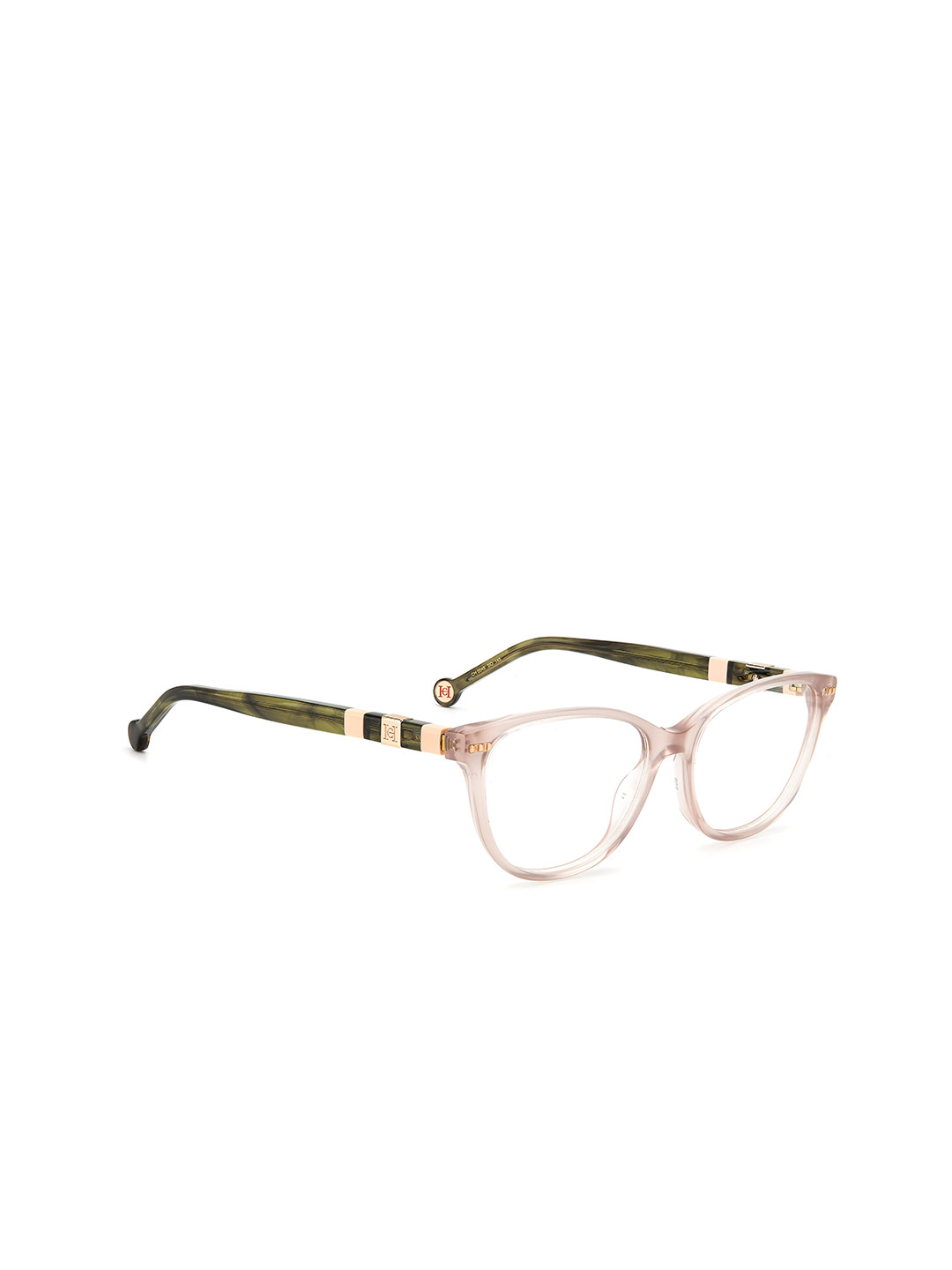 Carolina Herrera Unisex Nude-Coloured & Green Full Rim Round Frames