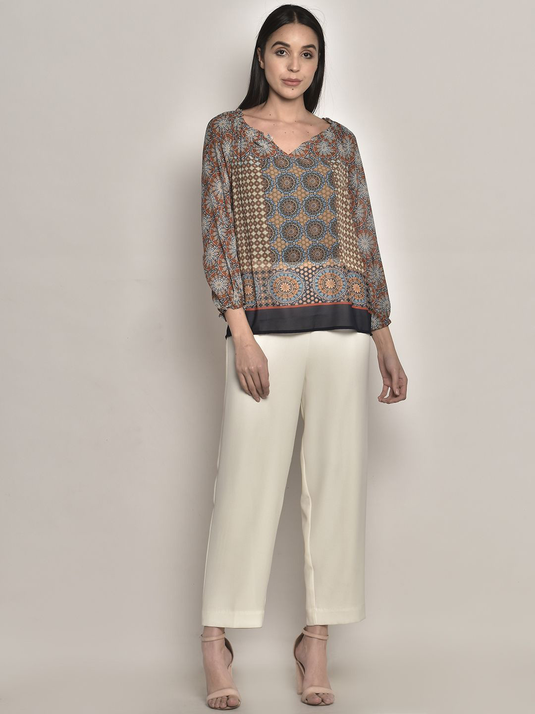 250 DESIGNS Multicoloured Print Georgette Top