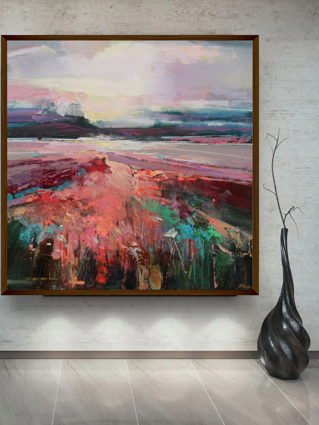 The Art House Orange & Green Abstract Printed Painting Wall Art