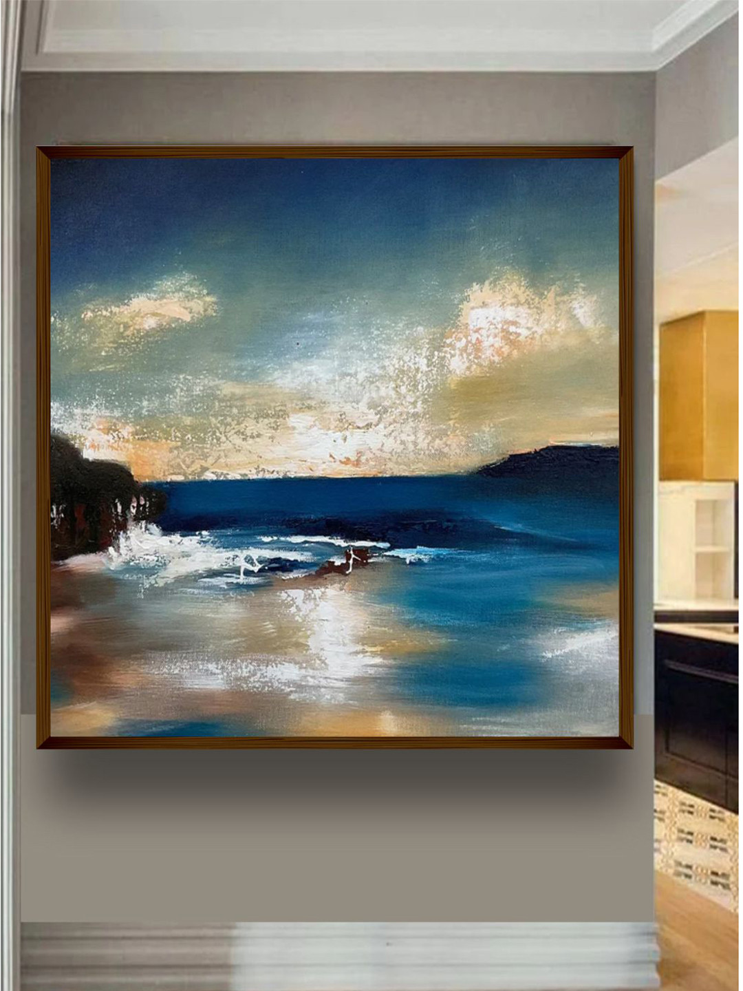 The Art House Blue & Brown Abstract Painting Frame Wall Art