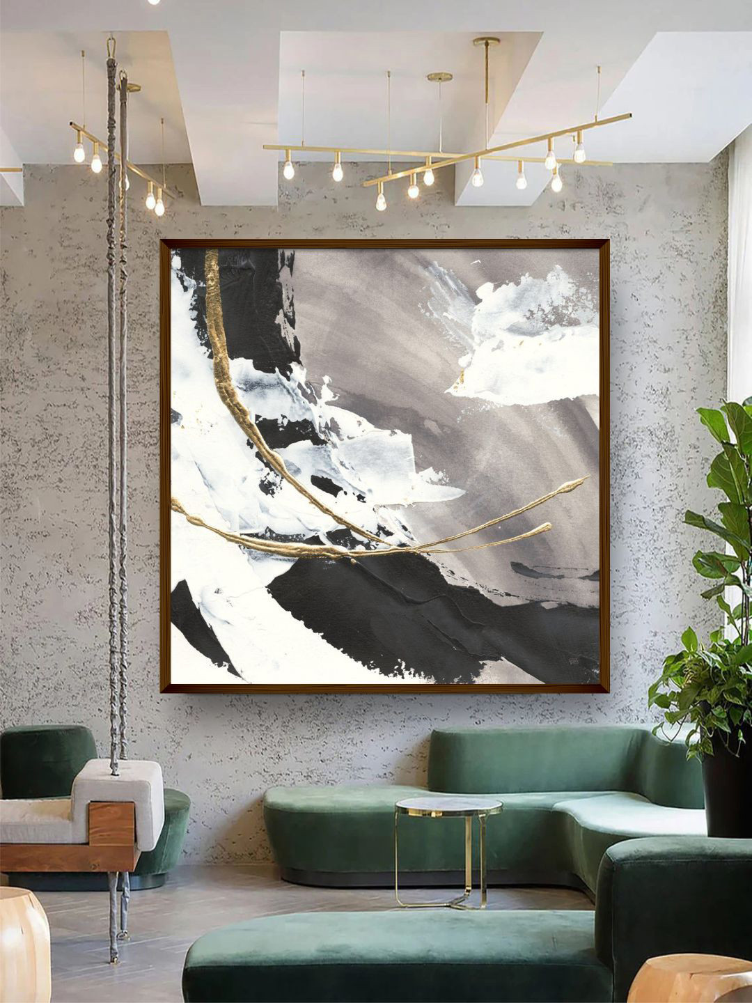 The Art House Black & Brown Abstract Painting Frame Wall Art