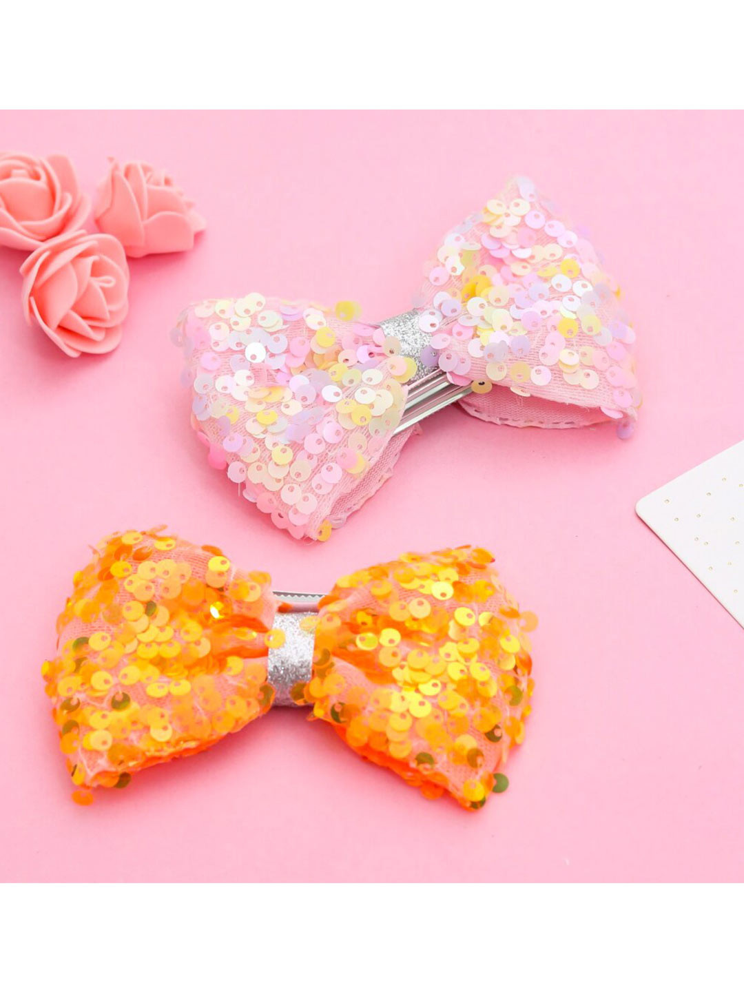Yellow Bee Girls Pink & Orange Set of 2 Hair Accessory Set