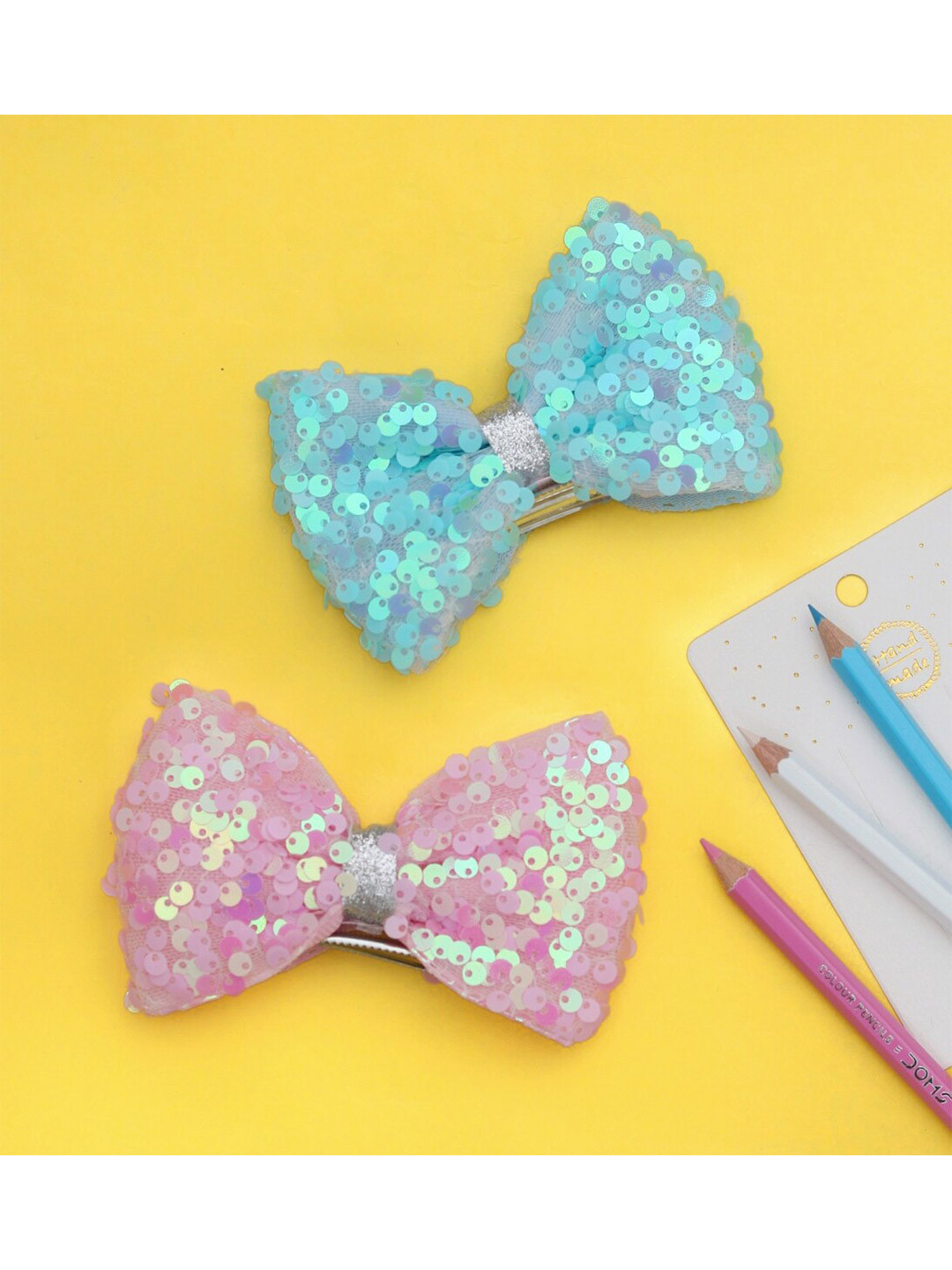 Yellow Bee Girls Blue & Pink Set of 2 Hair Accessory Set