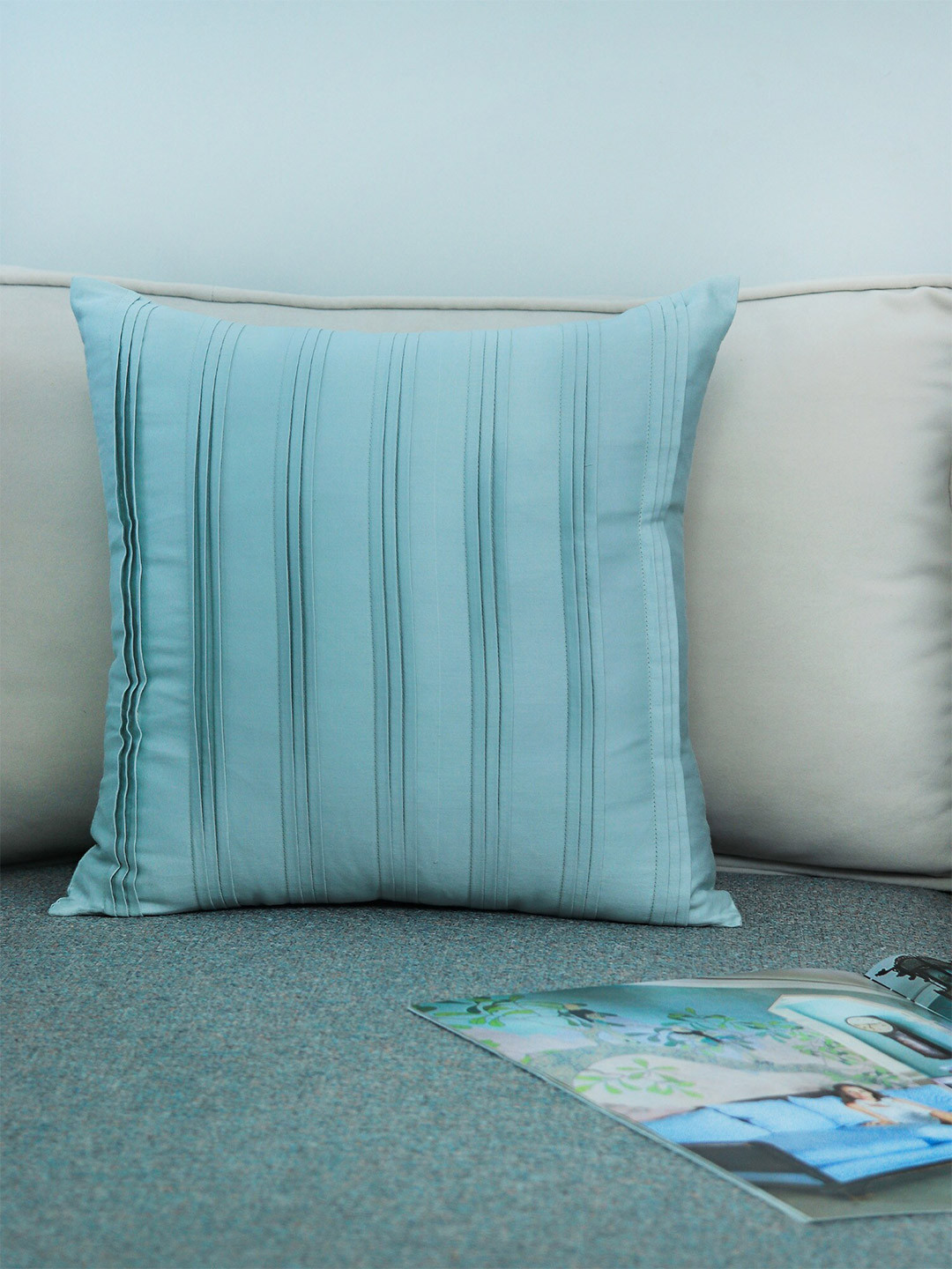 ZEBA Green Striped Square Cushion Covers