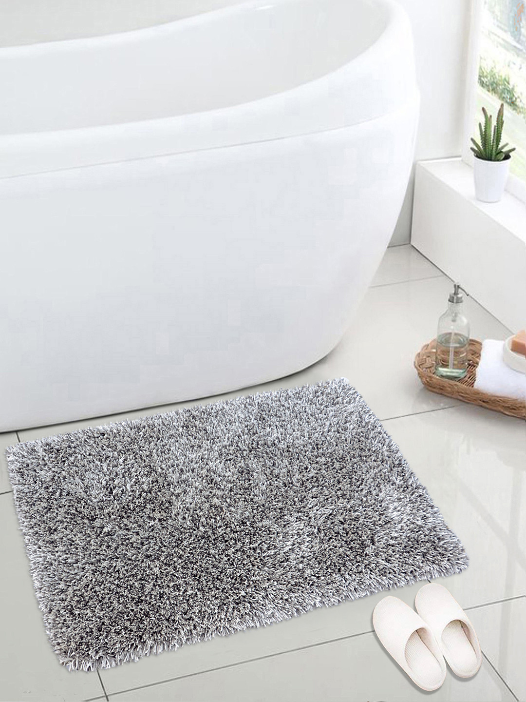 Saral Home Grey Solid Cotton Floor Mats