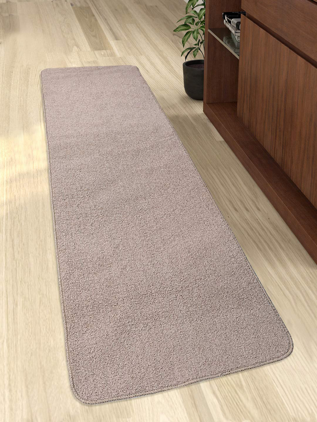 Saral Home Beige Solid Polypropylene Anti Skid Runner