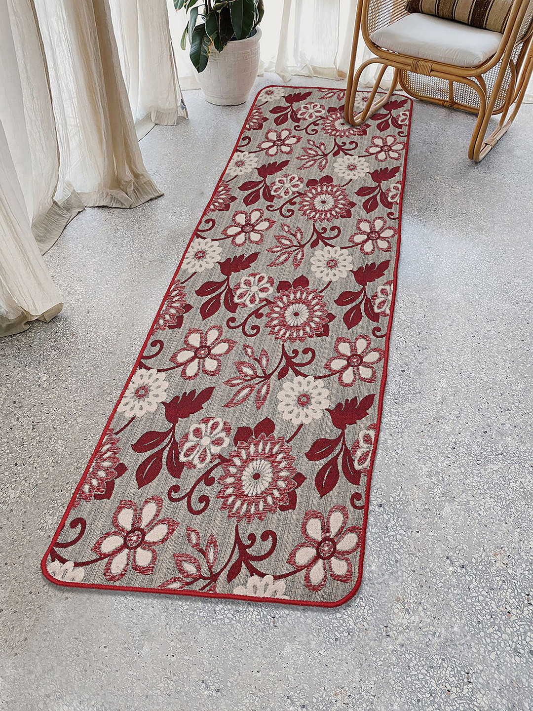 Saral Home Maroon Printed Cotton Runners