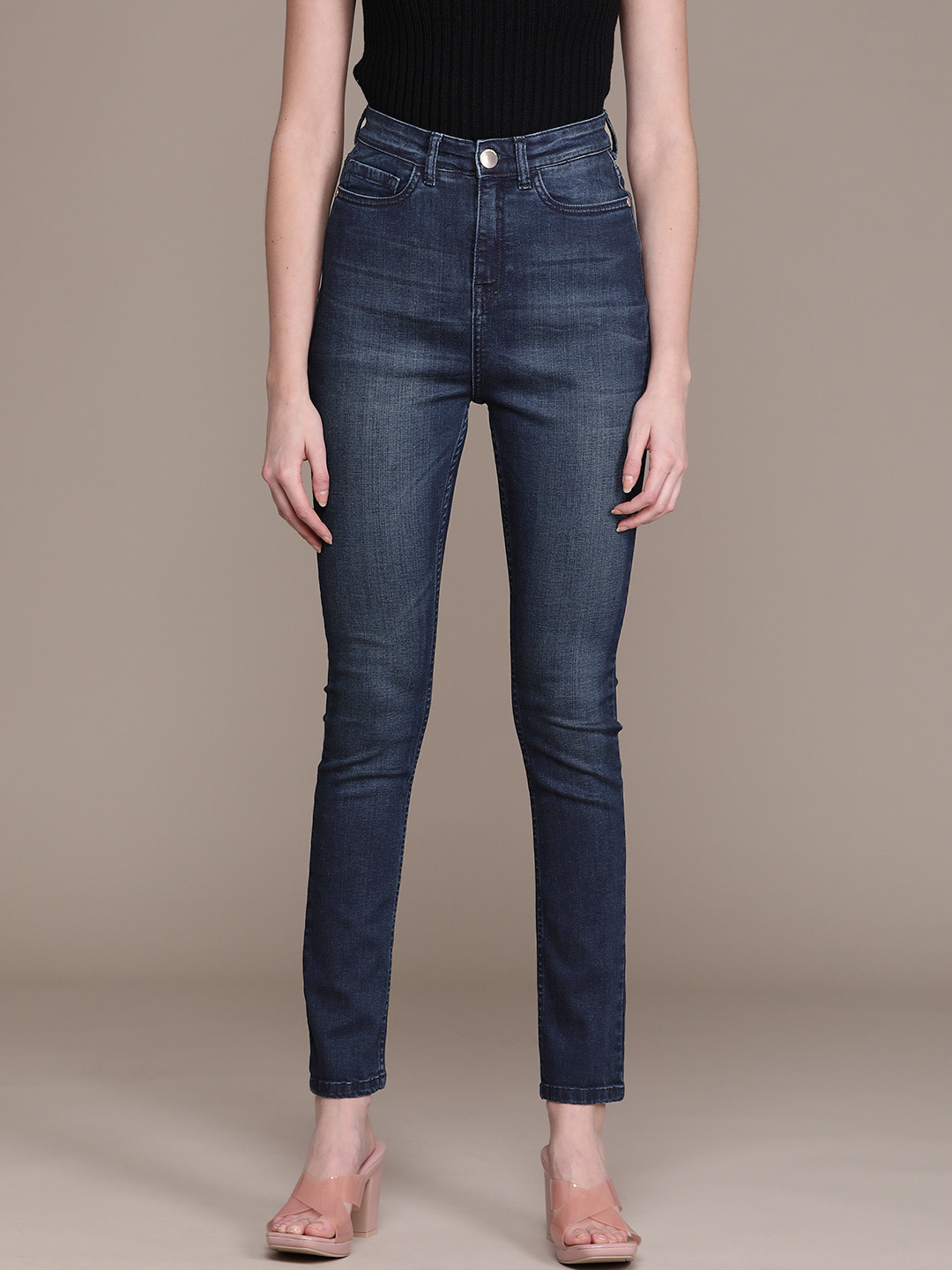 Label Ritu Kumar Women Navy Blue Jean Stretchable Jeans