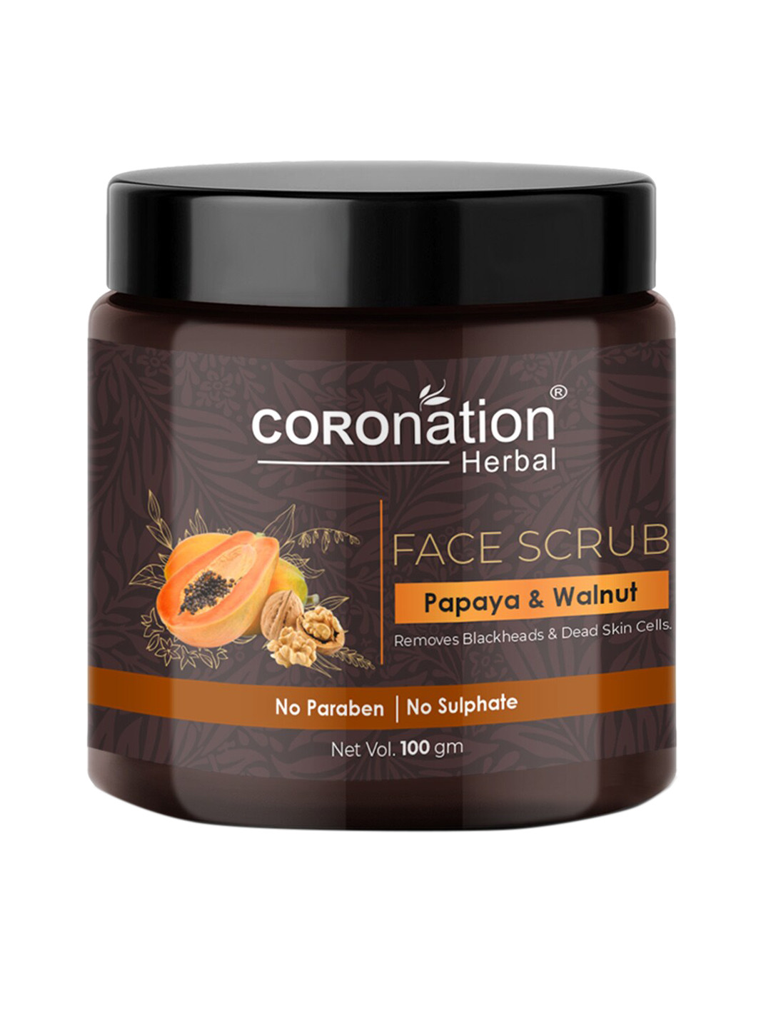 COROnation Herbal Papaya & Walnut Face Scrub - Removes Blackheads & Dead Skin - 100g