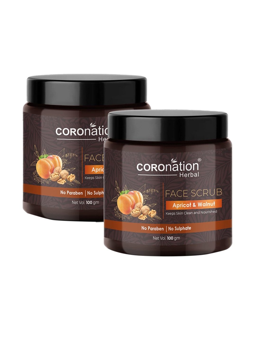 COROnation Herbal Set of 2 Apricot & Walnut Face Scrub with Sunflower Oil - 100g each