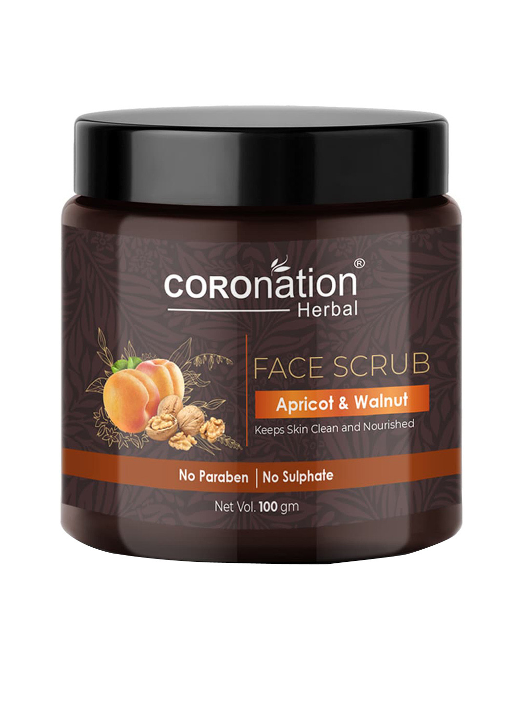 COROnation Herbal Paraben Free Apricot & Walnut Face Scrub For Clean & Nourished Skin-100g