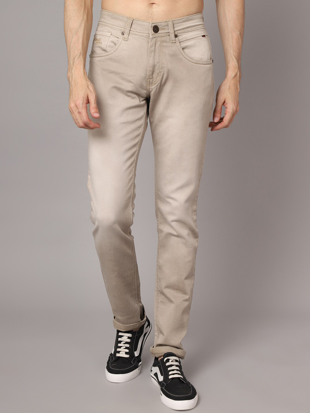 Cantabil Men Beige Light Fade Jeans