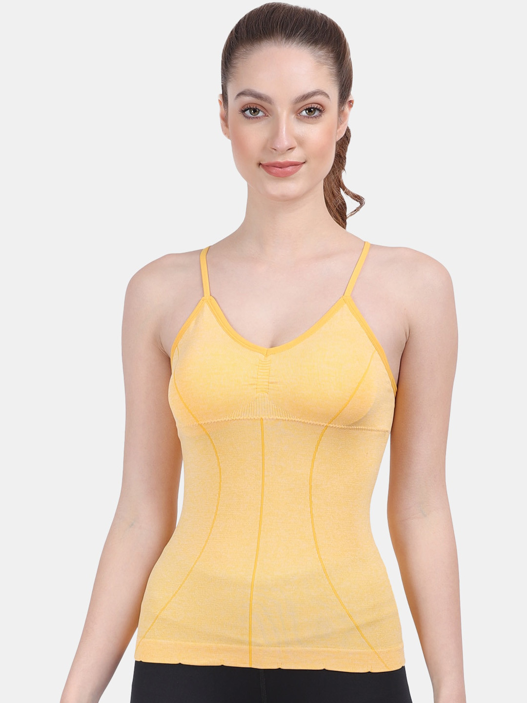 Amour Secret Women Yellow Striped Lightly-Padded Camisoles
