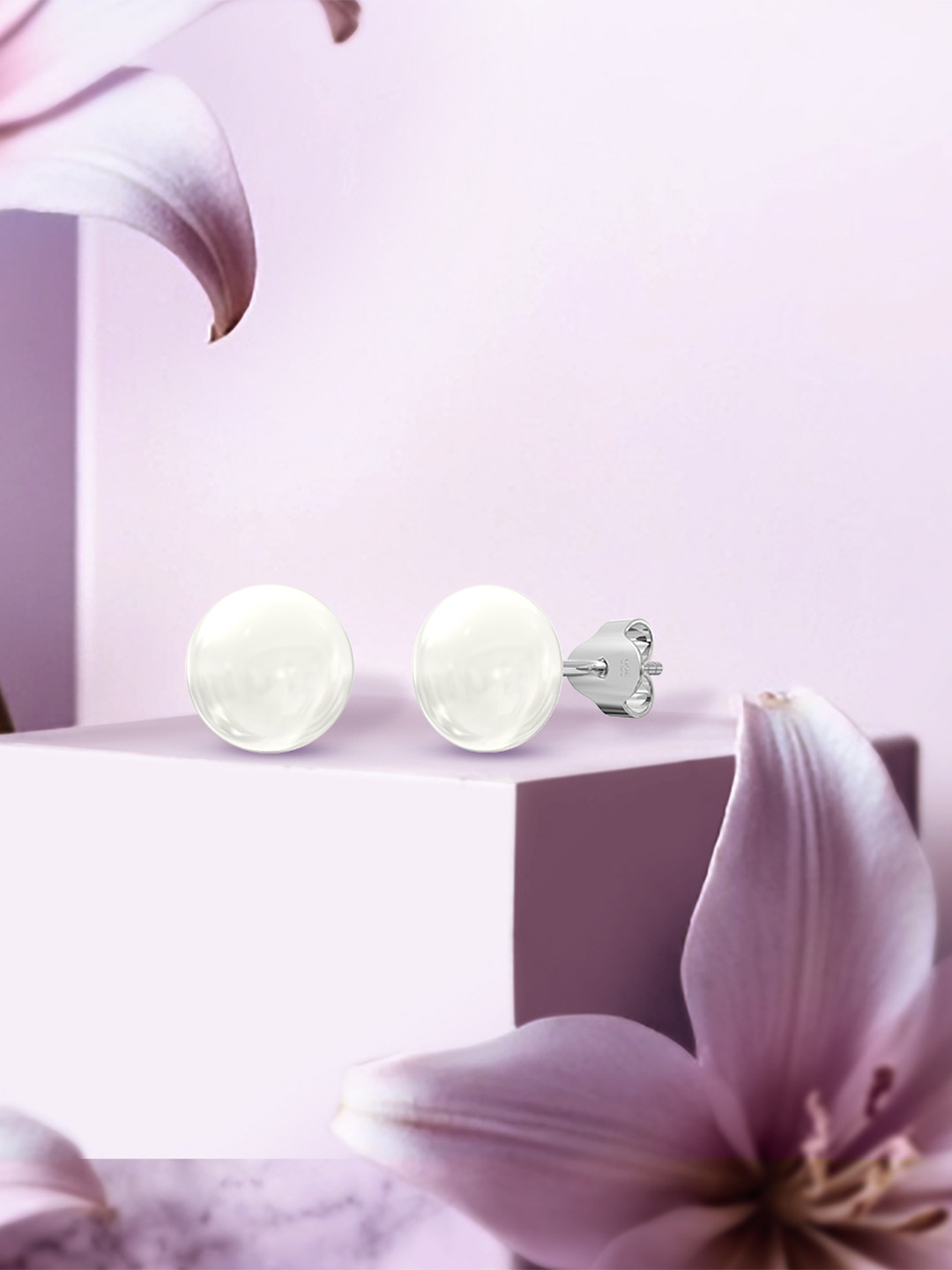 ANAYRA White Spherical Studs Earrings