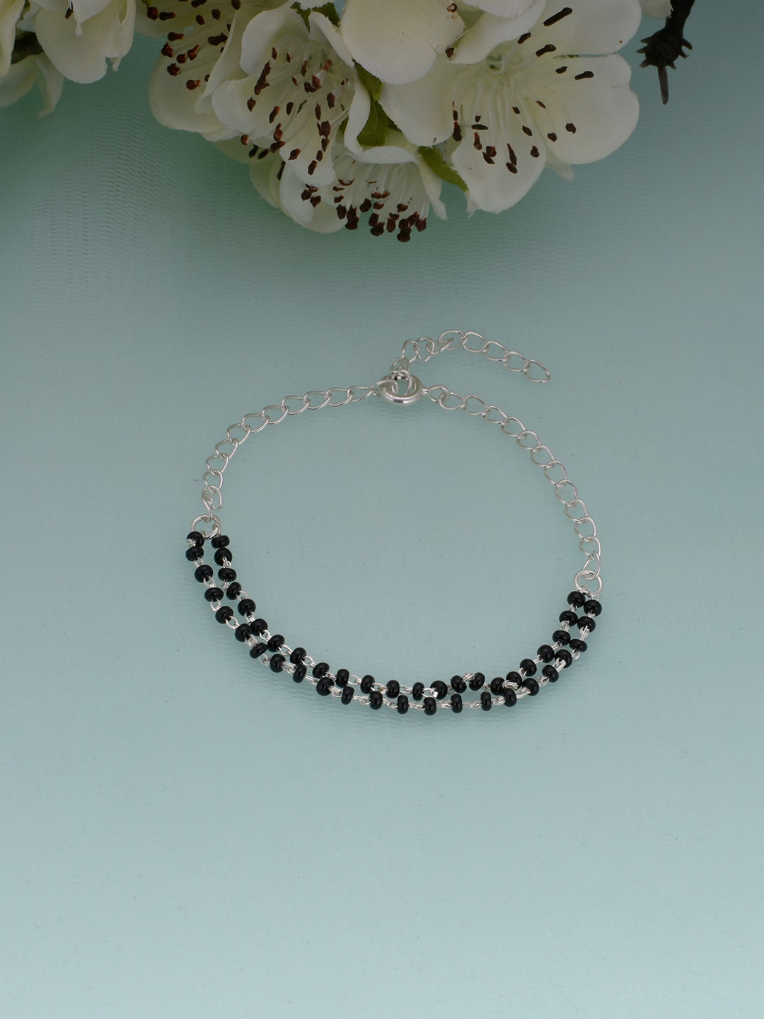 GIVA Sterling Beads Rhodium-Plated Bracelet