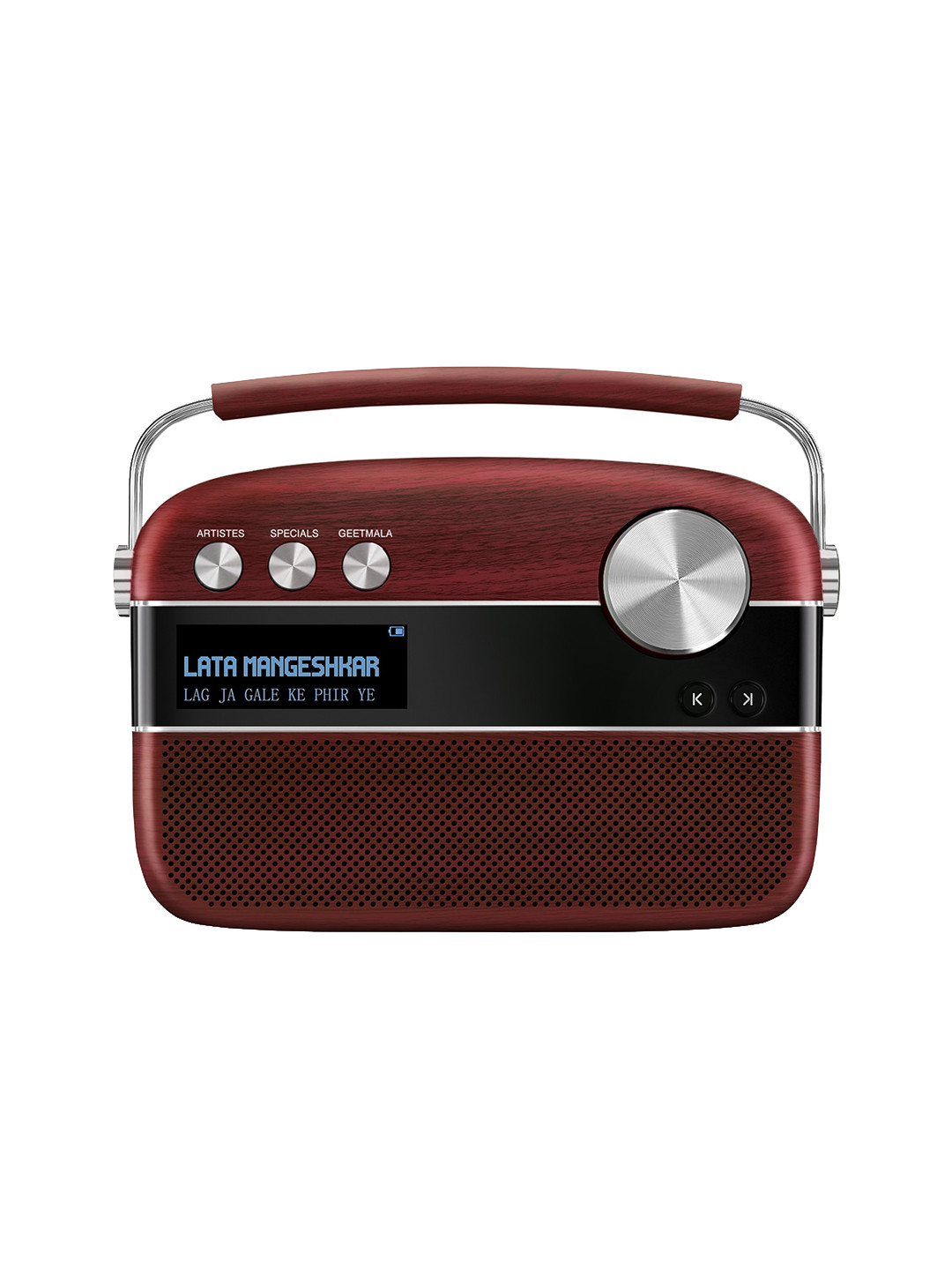 Saregama Carvaan Premium Hindi- Music Player with 5000 Preloaded Songs-Cherrywood Red