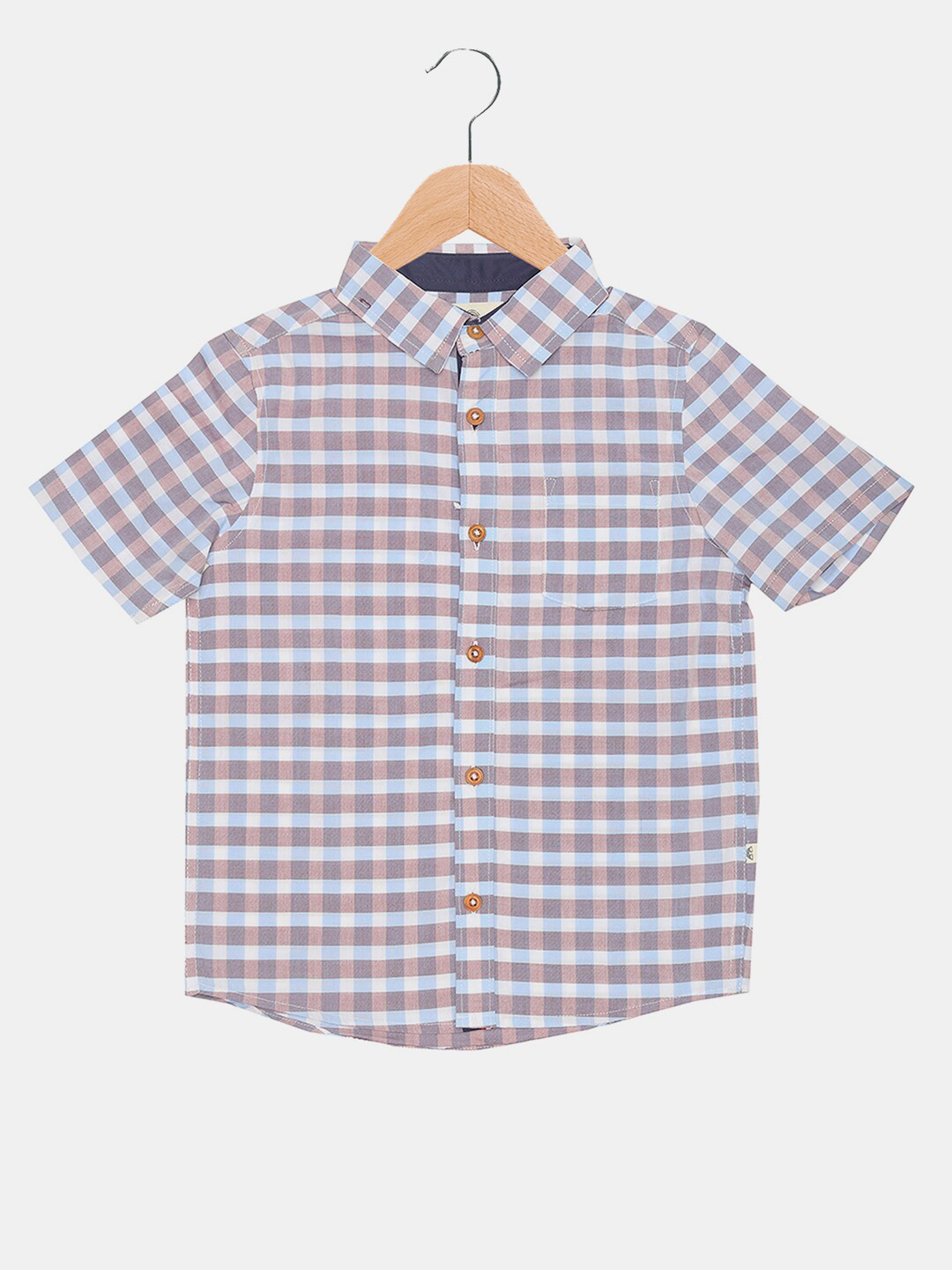 Biglilpeople Boys Blue Classic Gingham Checks  Casual Shirt