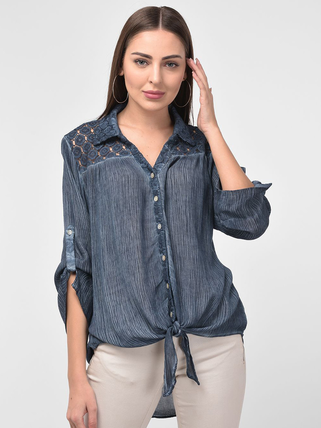 250 DESIGNS Women Blue Casual Shirt