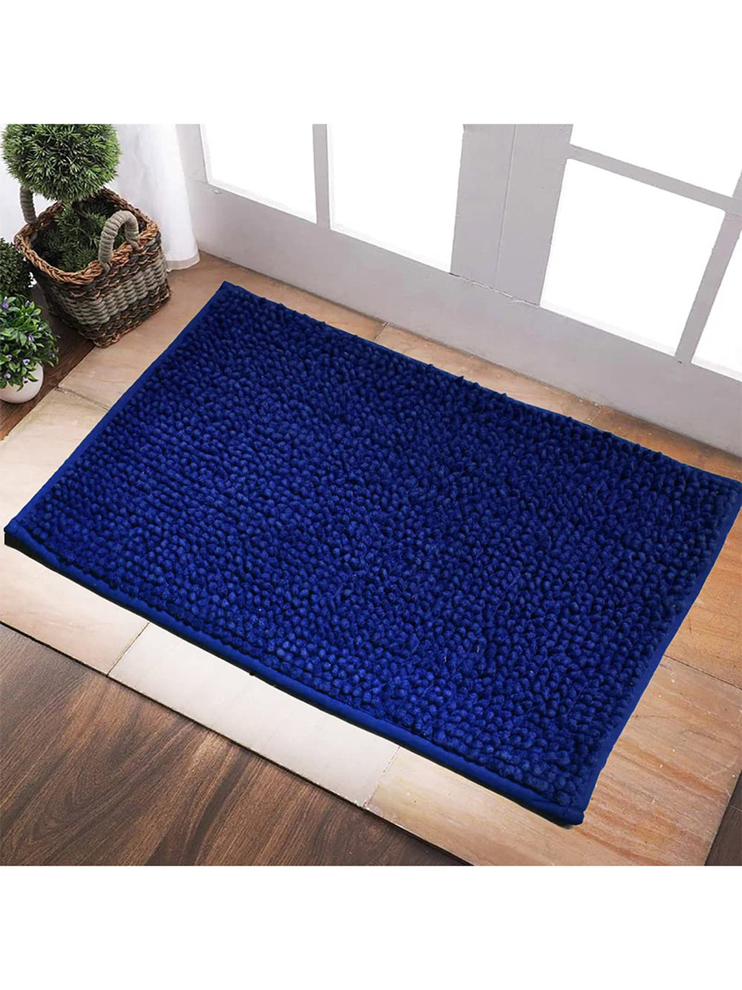 Hammer Home Blue Microfiber 300 GSM Anti Skid Bathmat