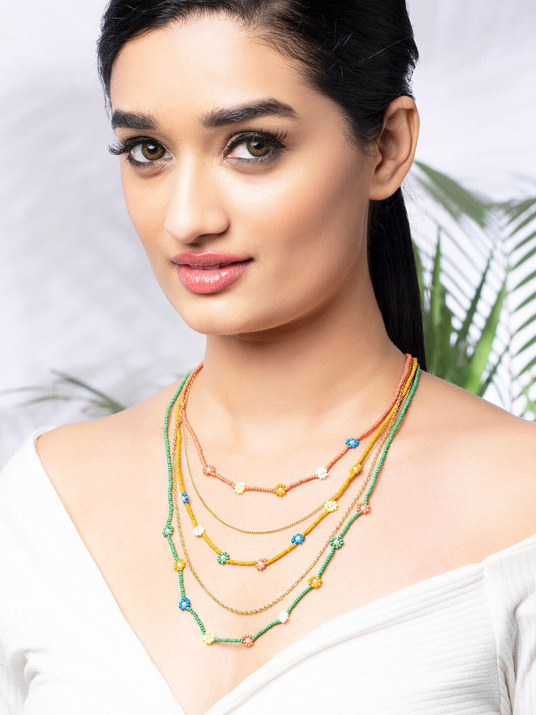 Rubans Voguish Womens Blue & Green Layered Necklace
