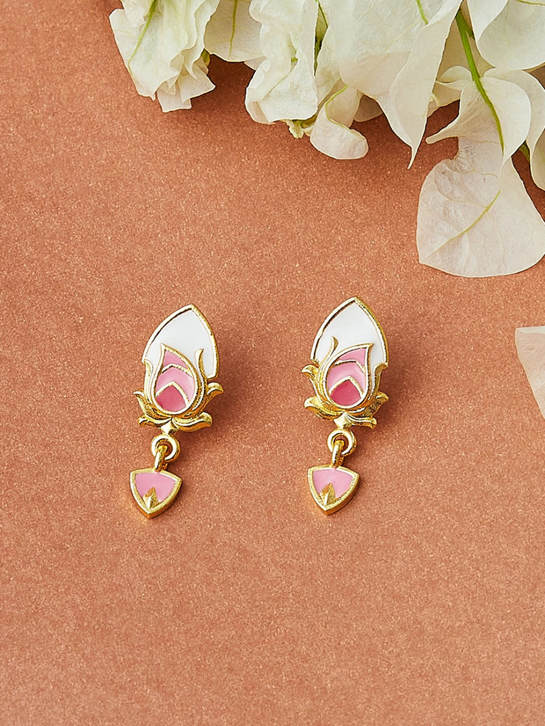 Shwet Kamal Lightly Embellished Gold Plated Stud Earrings