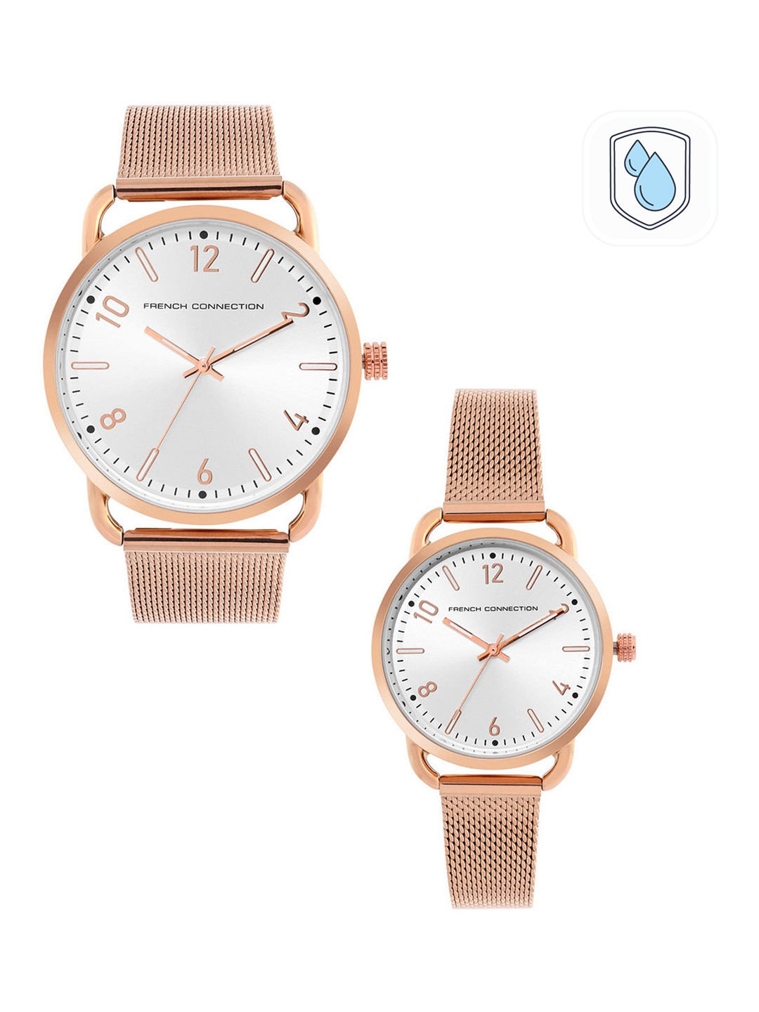 French Connection Unisex Stainless Steel Bracelet Strap Analogue Couple Watch FCN00011C