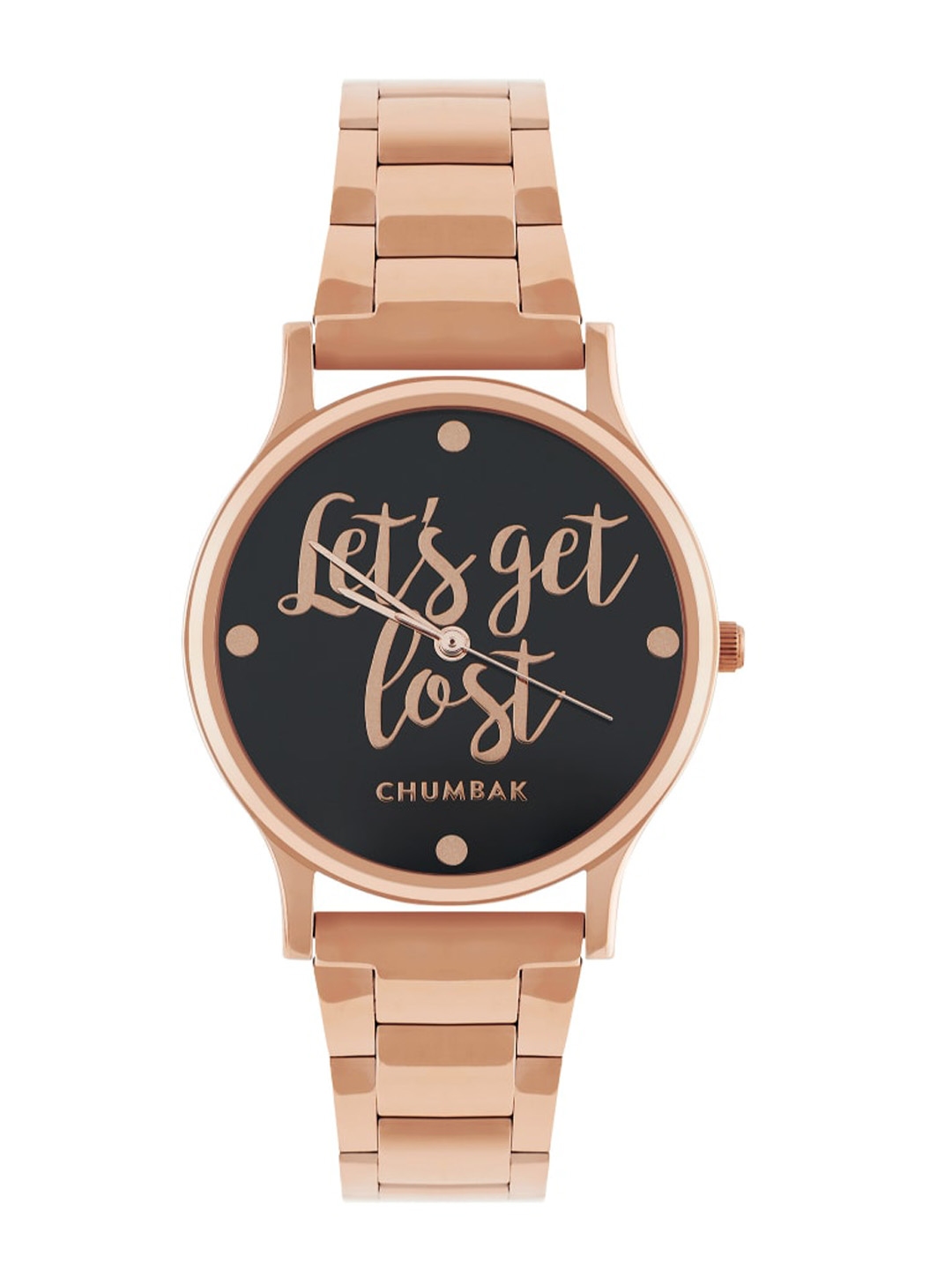 Buy TEAL BY CHUMBAK Women Black Brass Printed Dial Rose Gold