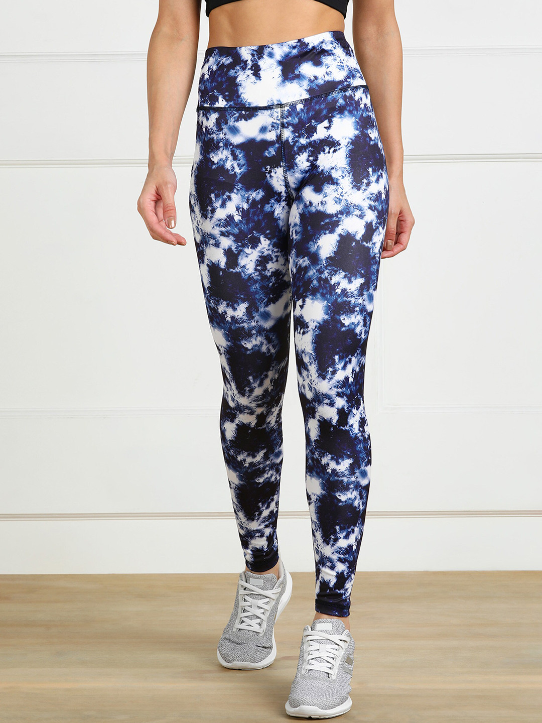 Rock Paper Scissors Women Blue & White Tie & Dyed Ankle-Length Tights