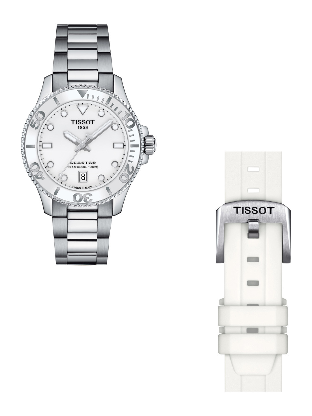 TISSOT Unisex White Dial & Silver Toned Stainless Steel Bracelet Style Analogue Watch