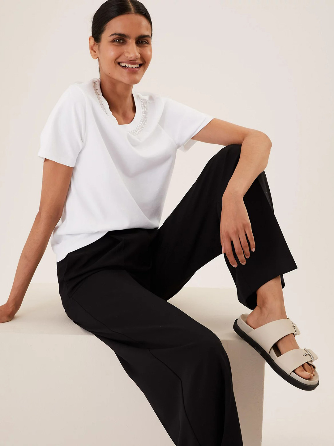 Marks & Spencer Women White T-shirt