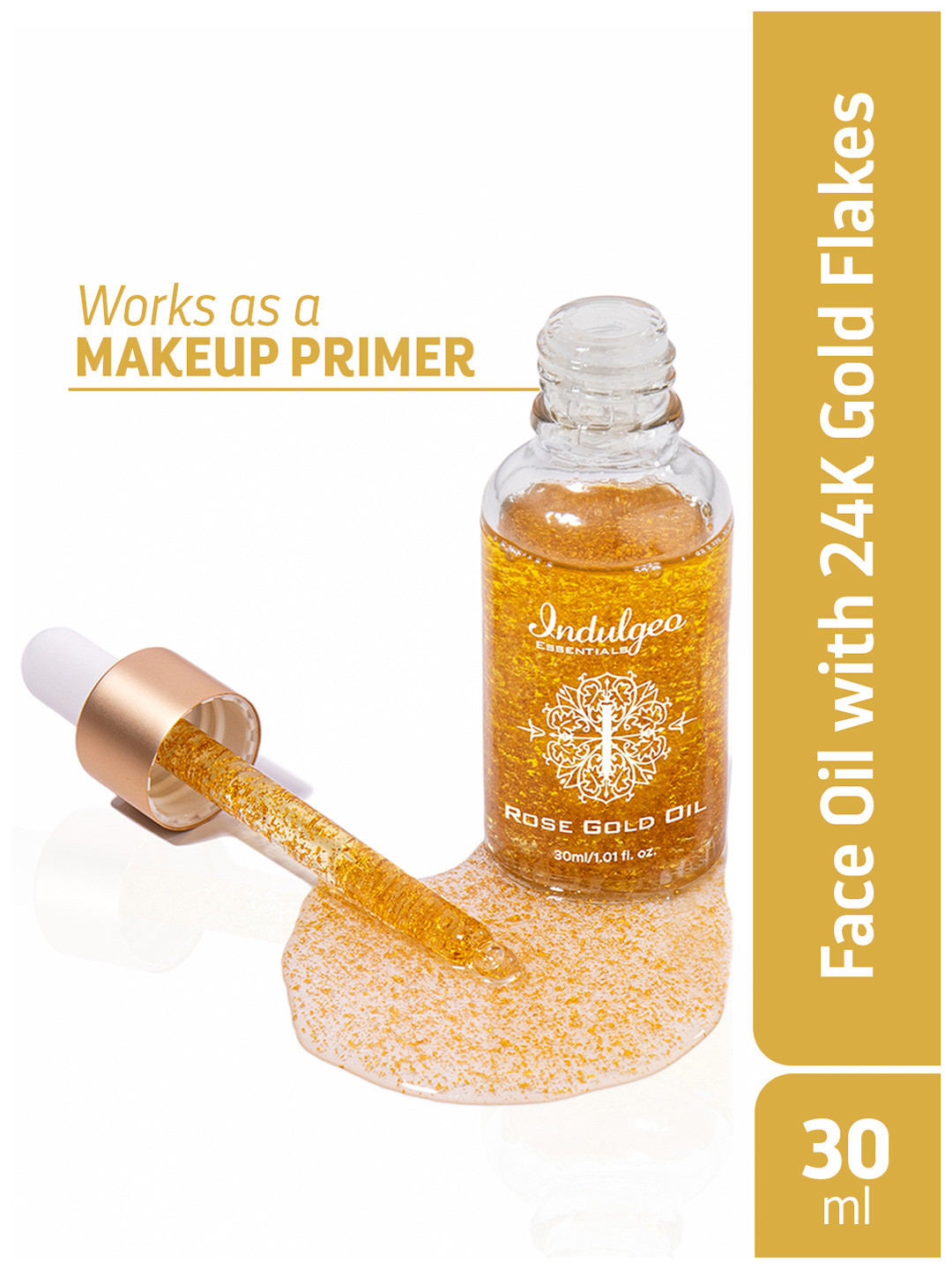 Indulgeo Essentials Rose Gold Oil 24K Gold Infused Makeup Face Primer - 30 ml