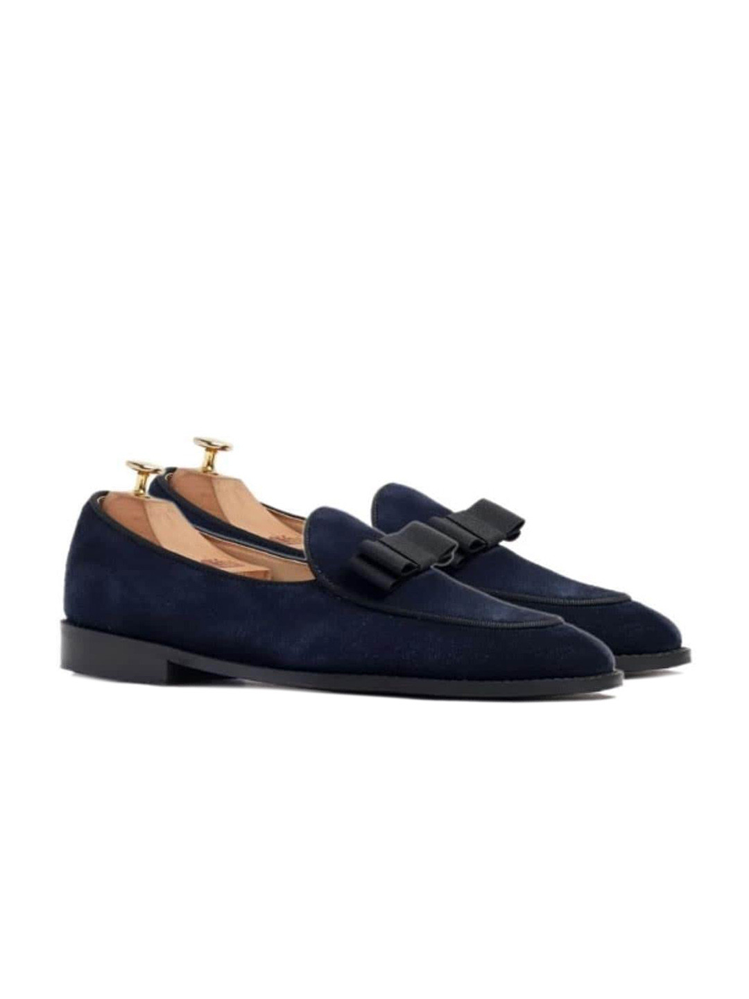 GRIFFIN Men Navy Blue Textured Suede Loafers