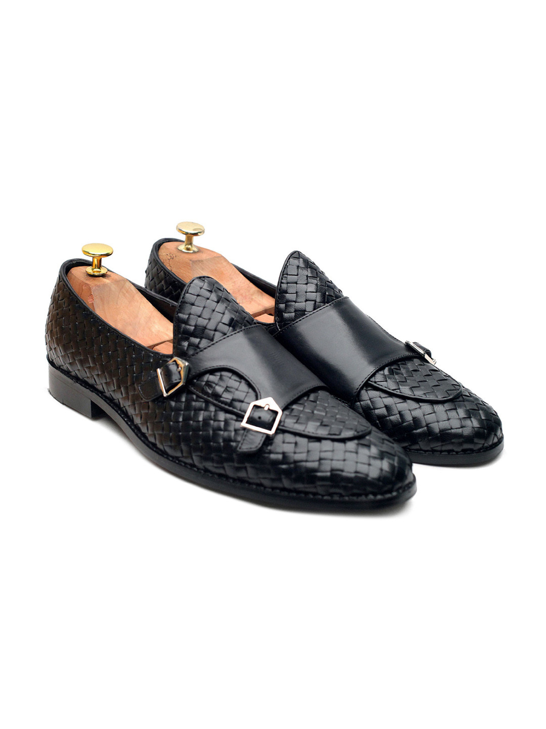 GRIFFIN Men Black Woven Design Slip-On Sneakers