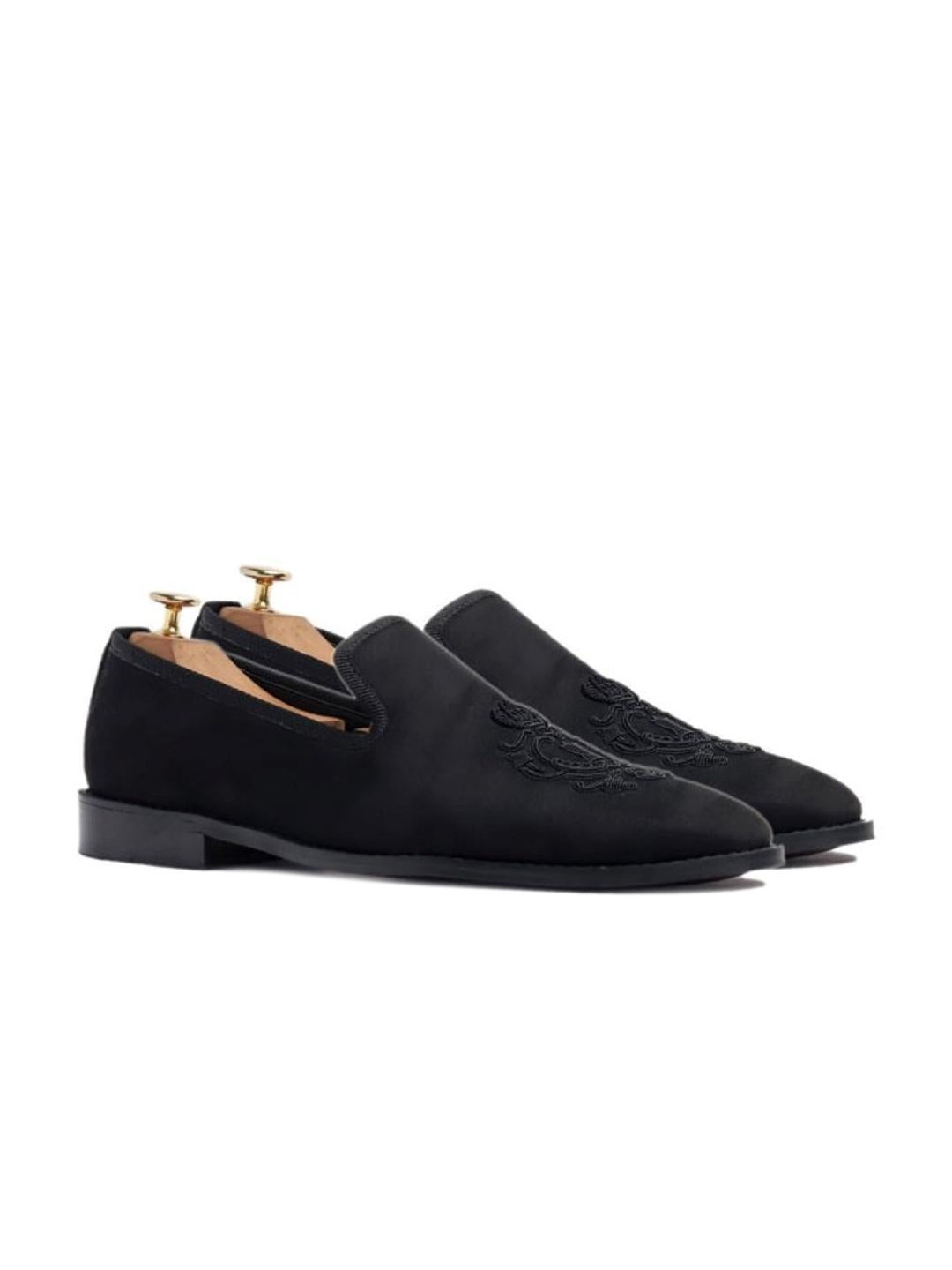 GRIFFIN Men Black Textured Suede Slip-On Sneakers