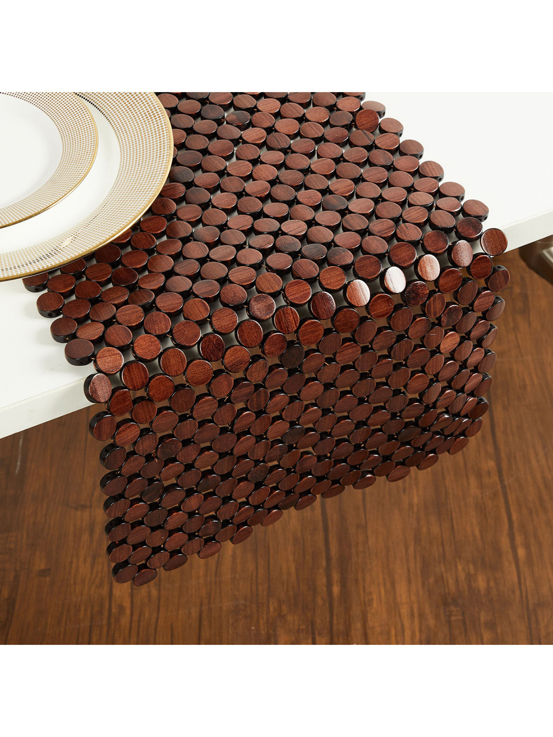 Home Centre Brown Textured Bamboo Table Runner