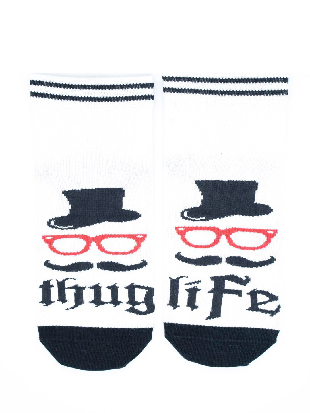 Soxytoes White & Black Patterned Cotton Ankle-Length Socks